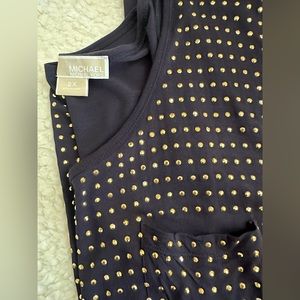 Michael Kors women’s size 2x navy blue T-shirt with gold studs